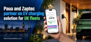 This is the image of Paua and Zaptec partner on EV charging solution for UK fleets