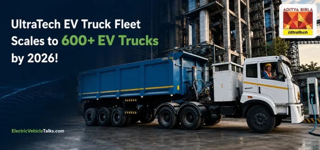this is the image of UltraTech EV Truck Fleet Scales to 600+ EV Trucks by 2026!