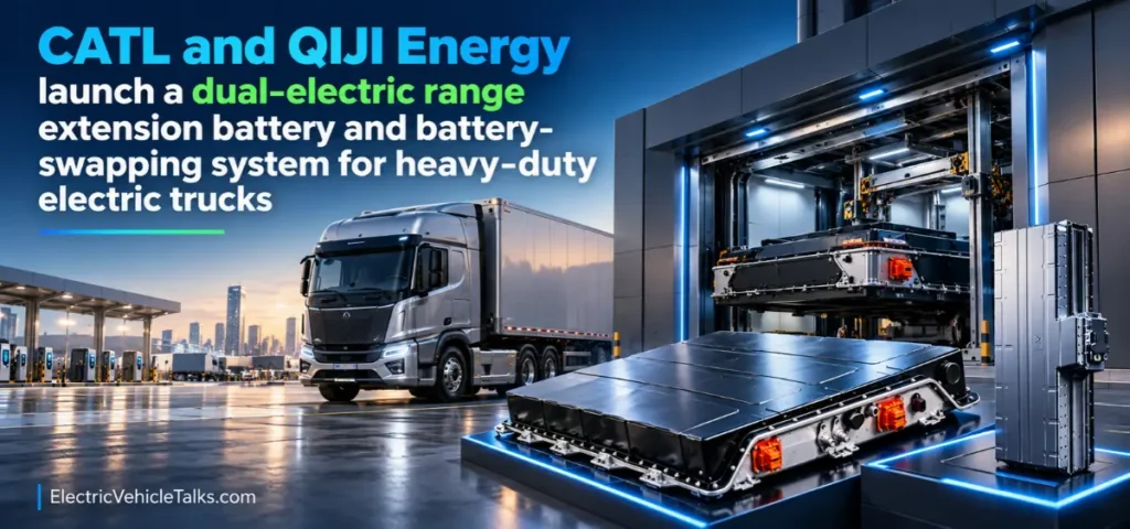 this is the image of CATL and QIJI Energy Launch Dual-Battery EV Truck System