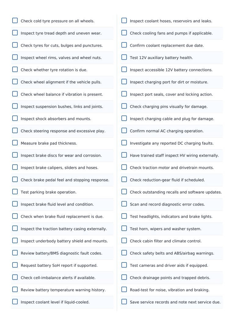 Quad Service Checklist EV Service Checklist: 3, 6 & 12-Month Maintenance Guide