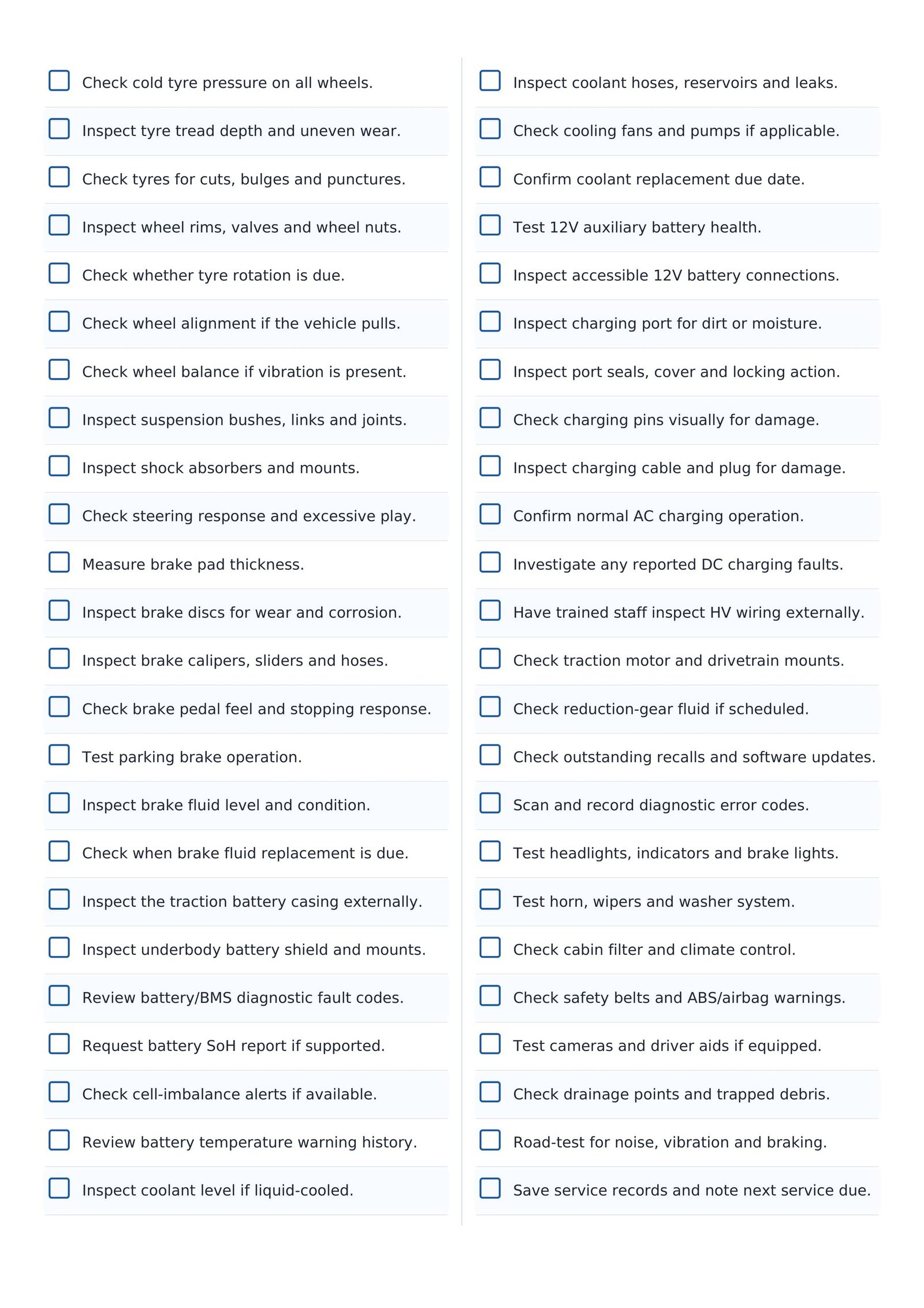 Quad Service Checklist EV Service Checklist: 3, 6 & 12-Month Maintenance Guide