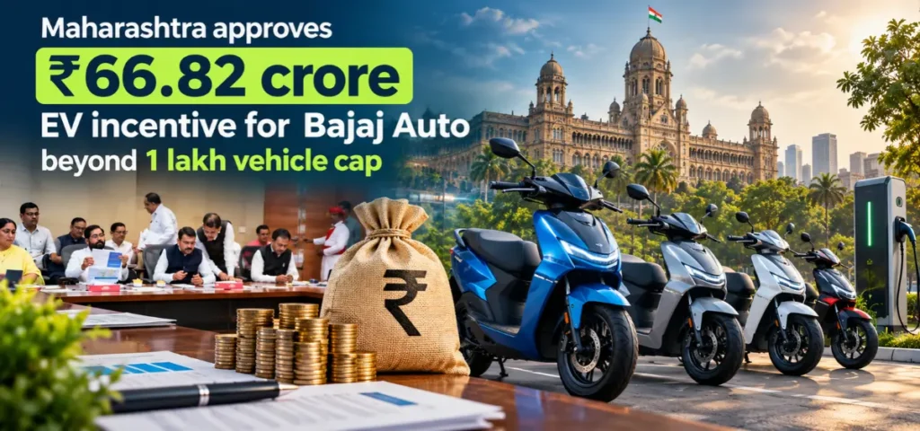 this is the image of Bajaj Auto EV Incentive: Maharashtra Clears ₹66.82 Cr Beyond 1 Lakh Cap