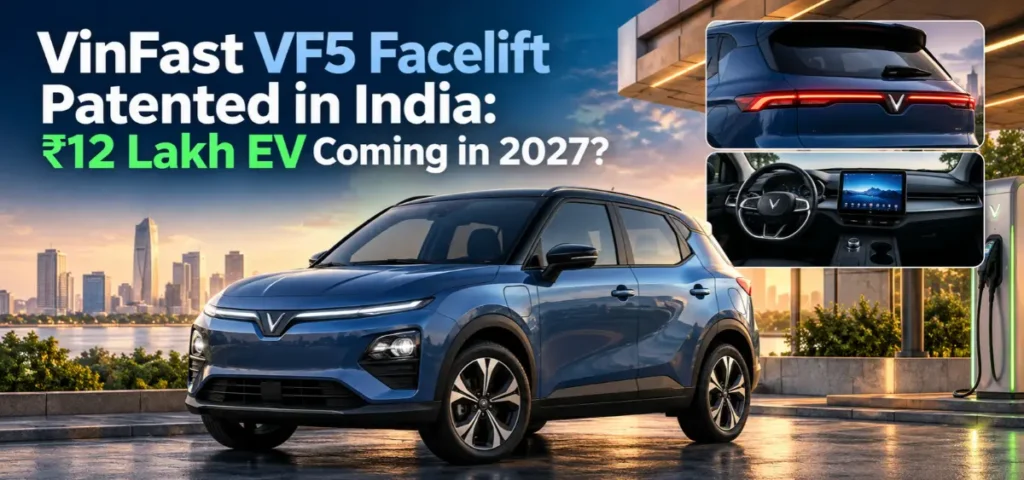 this is the image of VinFast VF5 Facelift Patented in India