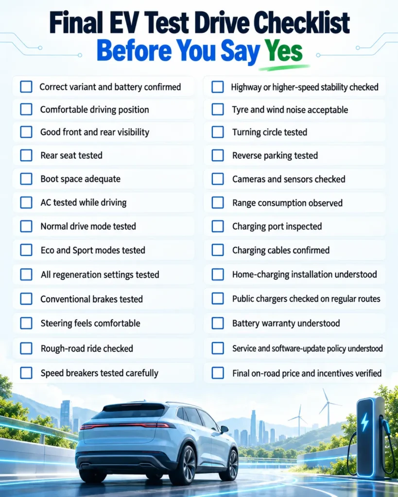 This is the image of Final EV Test Drive Checklist